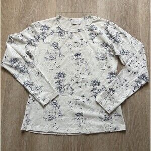 reCollection Blue Toile Top Fitted XL Cottagecore| Cotton Blend Farm House